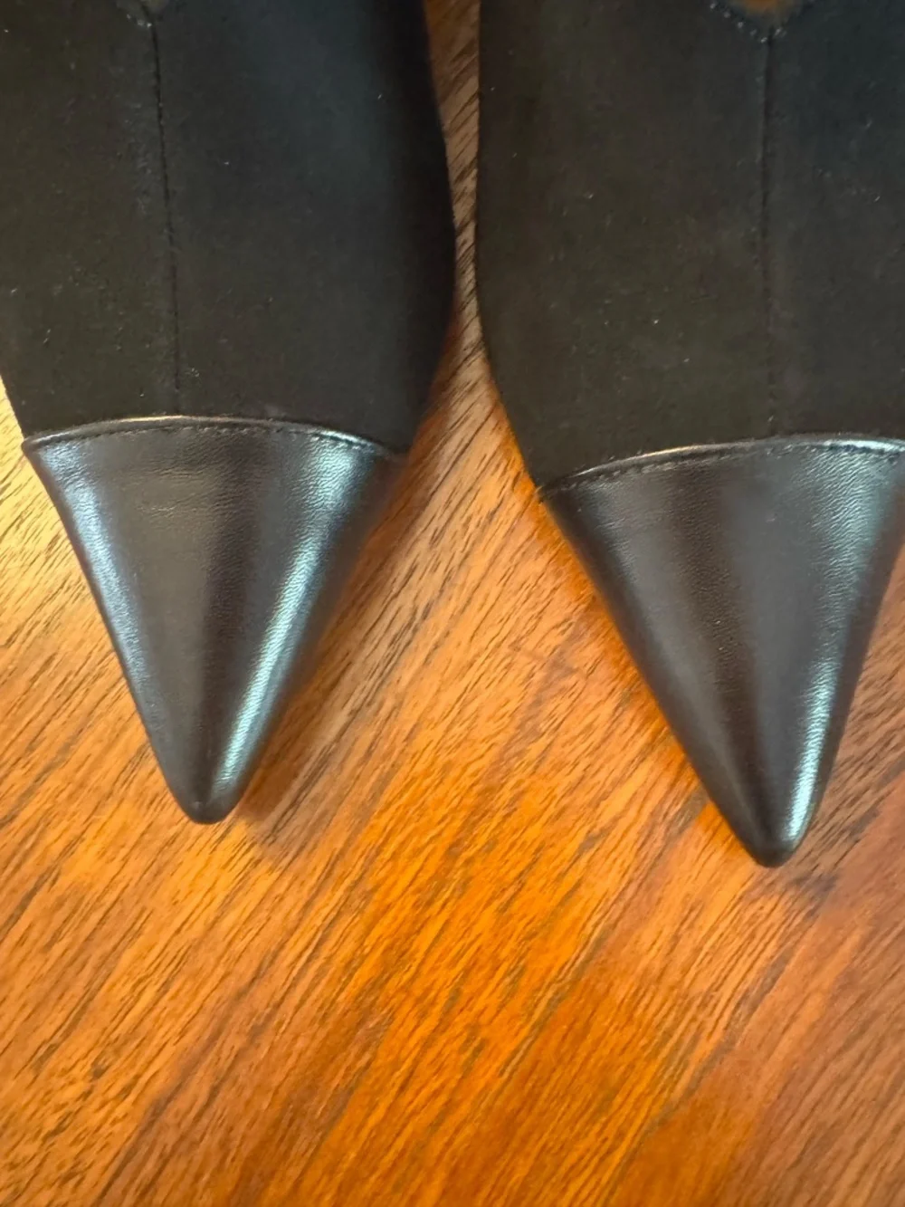 Black suede booties with leather tips - Size 39